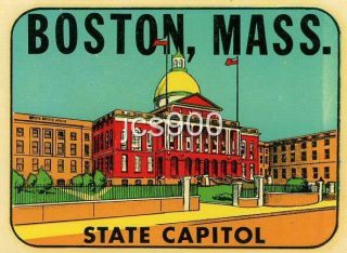 Vintage Boston Massachusetts State Capitol Souvenir Travel Water Decal