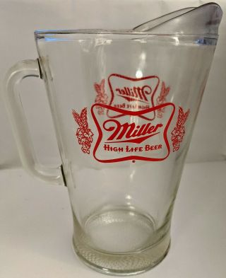 Unique Vintage Miller High Life Champagne Of Bottle Beer 64oz Glass Pitcher Jh