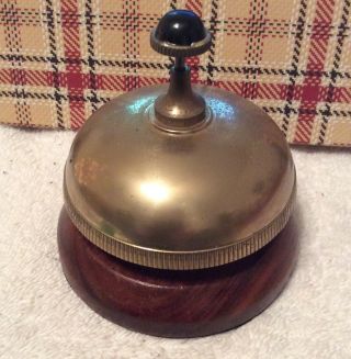 Vintage Style Bombay Brass And Wood Service Desk / Counter / Hotel Bell