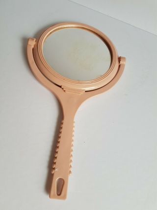Pink Handheld Mirror Mid Century Vintage