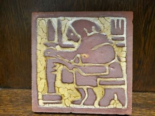 Grueby Pottery Tile Monk With Book Arts & Crafts Mission