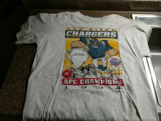 San Diego Chargers Vintage 1994 Afc Champions Gray Mens Large T Shirt