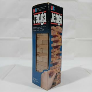 The Jenga 1986 Milton Bradley Wood Block Balance Game Complete Vintage