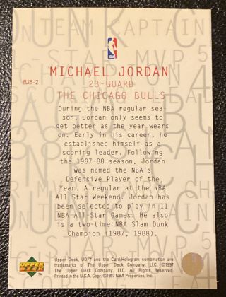 WOW Michael Jordan 1997 Upper Deck UD3 Dunk Champion MJ3 - 2 Very Rare And 2