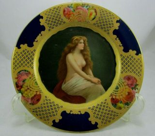 Antique Vienna Art Plate 1905 " The Nude " Tin Litho Portrait H.  D.  Beach Co.  10 "