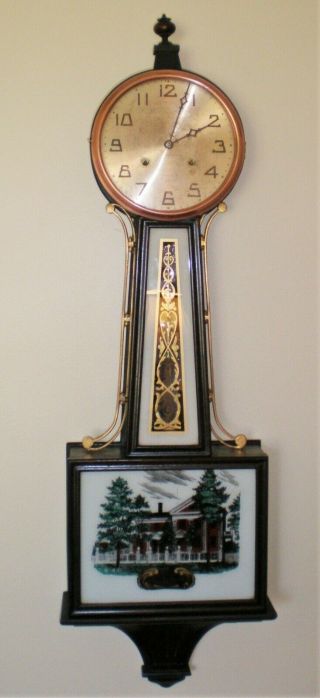Haven Banjo Clock,  1919 Antique,  Very Large,  Runs & Strikes Great