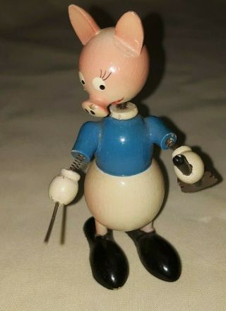 Vintage Miniature Wooden Toy Pig Figure Nodder $10.  10