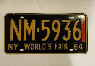 Vintage 1964 York Worlds Fair License Plate