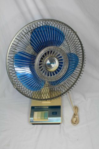 Vintage Galaxy 12 " Oscillating 3 - Speed Fan Type 12 - 1 Translucent Blue Blades