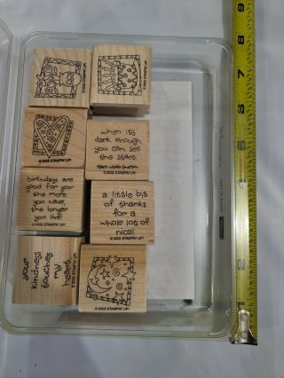 Stampin Up Quick & Cute Set Of 8 Wood Rubber Stamps Retired Vintage 2002