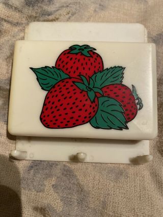 Vintage Superwares,  Inc.  Plastic Magnet Fridge Holder With Hooks - Strawberries