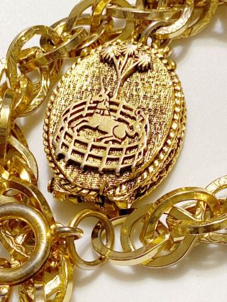 Vtg Unicorn Locket Bracelet Signed Germany Perfume Gold Tone Link
