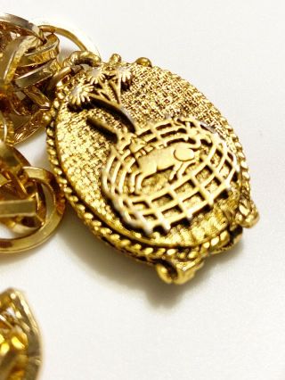 Vtg Unicorn Locket Bracelet Signed Germany Perfume Gold tone Link 2
