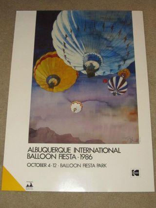 1986 Kodak Albuquerque International Balloon Fiesta Poster Vintage