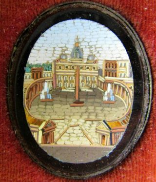 Antique 19th C Italian Grand Tour Micro Mosaic Micromosaic Vatican Plaque Framed