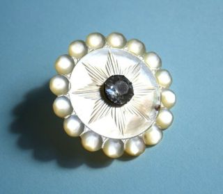 18TH C.  GEORGIAN PEARL - Center Paste,  Engraved 8 Pointed Star,  1 1/2 