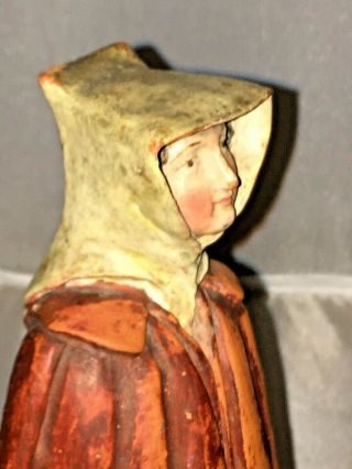Early Georgian Antique Pottery Figurine Of A Peasant Lady 19th Century Folk Art