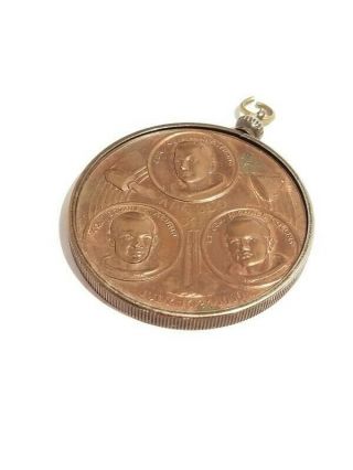 Vintage Apollo 11 Commemorative Coin Token Copper Lunar Landing Necklace Pendant