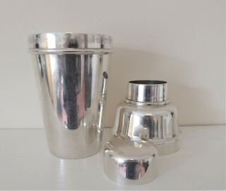 Art Deco Antique Silver Plated Cocktail Shaker With Strainer Walker & Hall 1930s