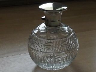 Antique Silver Topped Cut Glass Globe Table Perfume/scent Bottle Dated 1924
