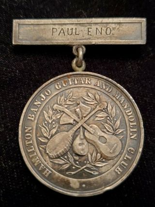 Antique Hamilton Banjo Guitar & Mandolin Club First Prize Medal Paul Eno 1892
