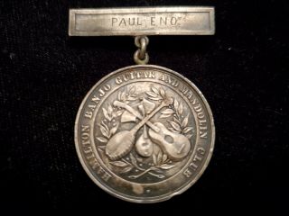Antique Hamilton Banjo Guitar & Mandolin Club First Prize Medal Paul Eno 1892 2