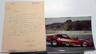 1980s ? Buck Fever Bb/fc Funny Car Vintage Drag Race Promo Photo & Letter Nhra