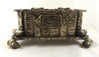 Arts And Crafts Box Gothic Silvered Brass Antique Jewellery Ring Chest 1920