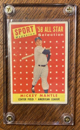 1958 Topps All - Star Mickey Mantle Card No.  487,  York Yankees,  Hall Of Fame