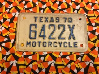 1970 Texas Motorcycle License Plate 6422x