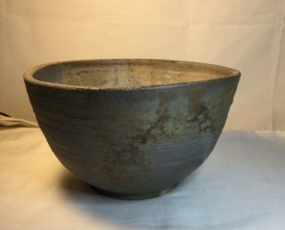 Vintage Handmade Clay Pottery Bowl Tan,  Grey,  Burgundy Name & Date 4.  5” x 7” 2