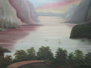 Antique Fine Art Hudson River School Oil Painting Summer Landscape River Gates