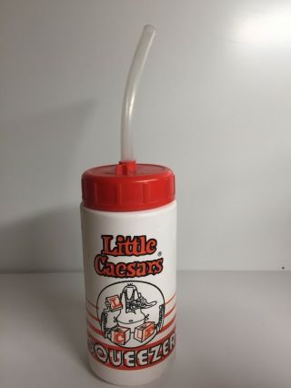 Vintage Chug - a - jug Little Caesars Squeezer Bottle w/ Straw & Lid 1989 Coca - Cola 2