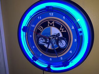 Bmw Motorcycle Garage Bar Advertising Man Cave Neon Wall Clock Sign2