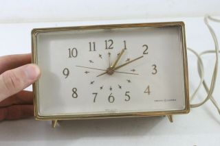 Vintage Gold General Electric Ge Alarm Clock Mid Century Modern Usa Footed - M86