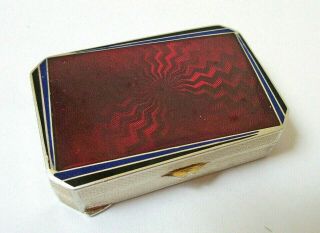 Antique Art Deco Guilloche Enamel Snuff Pill Box 10k Silver Hallmark
