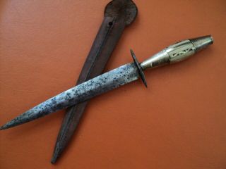 Antique Spain Albacete Xix Century Dagger Knife Bone And Brass Very Old