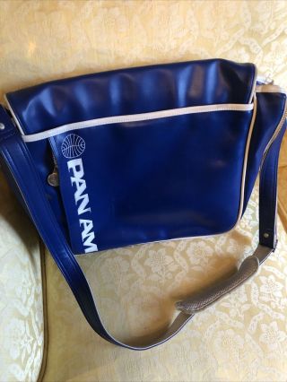Vintage Pan American Pan Am Airlines Travel Messenger Bag Blue With Tag Laptop 3