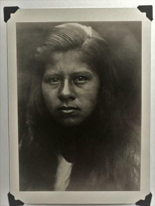 Vintage B/w Photograph Pomo Girl Sherwood Valley Native American Edward Curtis