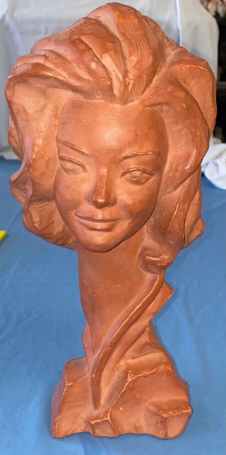 Mid - Century Terracotta Sculpture Bust Signed Paul Serste 1910 - 2000 12.  5 "
