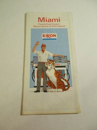 Vintage 1974 Exxon Miami Florida City Street Gas Station Travel Road Map - 12