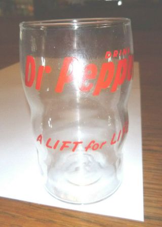 Vintage Drink Dr Pepper Soda Glass " A Lift For Life Libby Glass 1950 