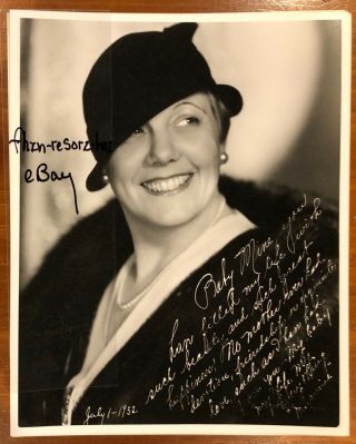 C.  1932 Mother Jean Harlow Bello Signed To ”baby” Portrait Photograph Not Vtg