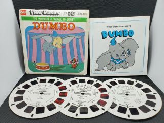 Vintage Viewmaster 3 Reel Set Dumbo J60 With Booklet Walt Disney Gaf 1978