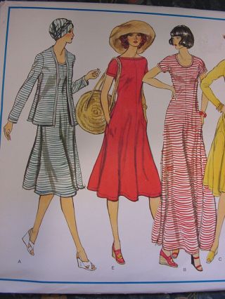 Vtg 70s/80s Vogue Basic Design 1399 Stretch Knits Dress - Pattern - Uncut - Sz - 12/34 B