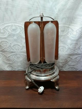 1930s Art Deco Heat Lamp W/ Hand Blown ? Frosted Heater Bulbs,  Antique Old