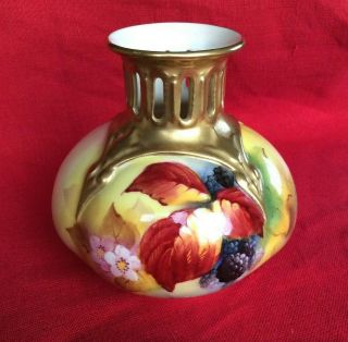 Antique Royal Worcester Hand Painted Vase Signed Kitty Blake Autumn Leaves 1935