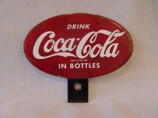 Vintage Drink Coca - Cola In Bottles Soda Porcelain 2 Piece License Plate Topper