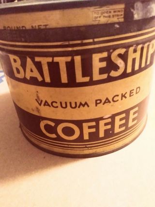Vintage Battleship Coffee Tin,  Packed By W S Scull Company