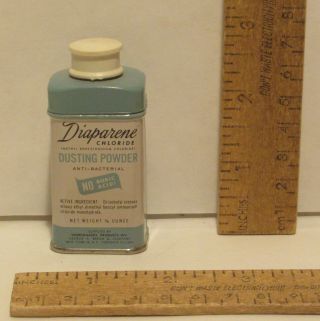 Vintage Small Diaparene Dusting Powder Tin With Contents - 3/4 Ounce
